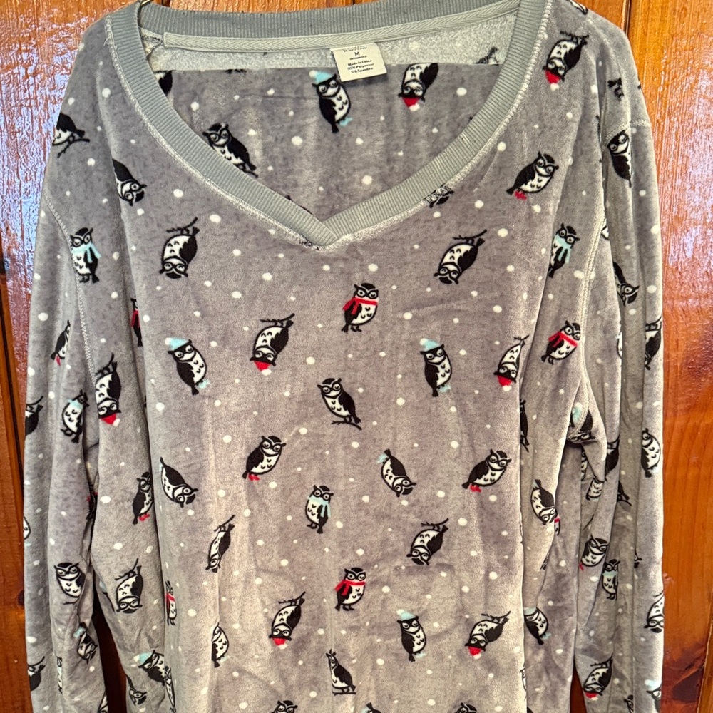 Winter Owl Print Fleece PJ set